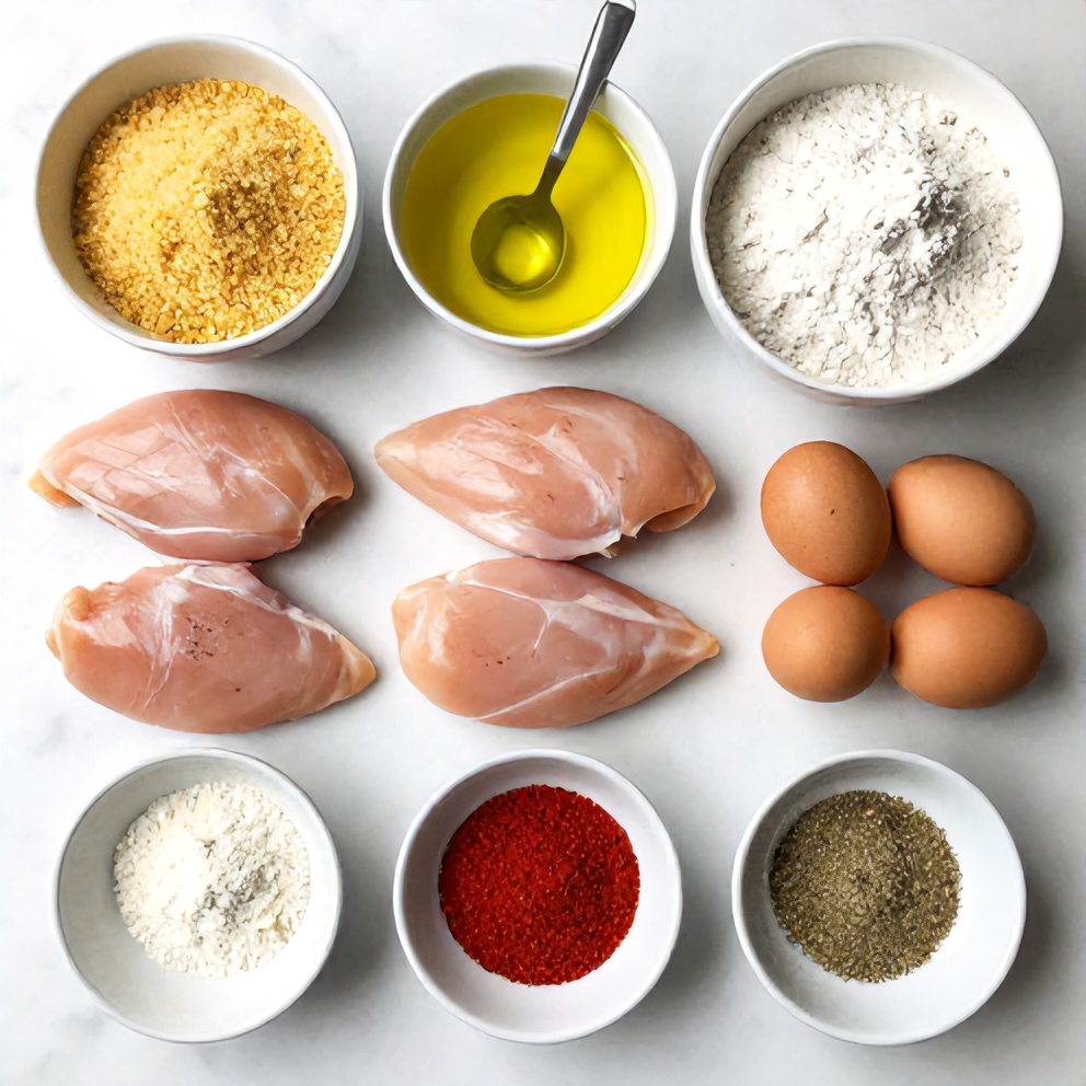 Raw Ingredients for Air Fryer Chicken Cutlets