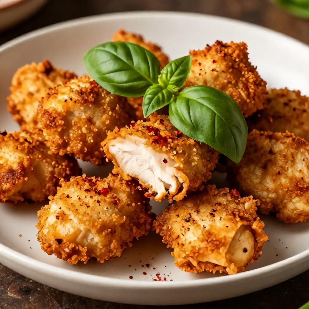 Plated Air Fryer Chicken Parmesan Bites