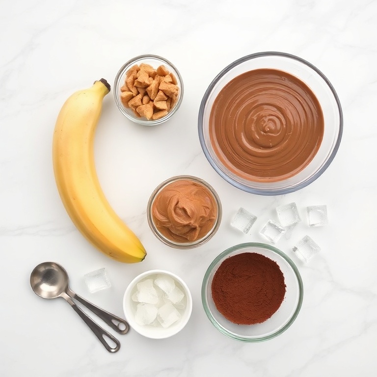 Ingredients for Best Chocolate Peanut Butter Protein Smoothie