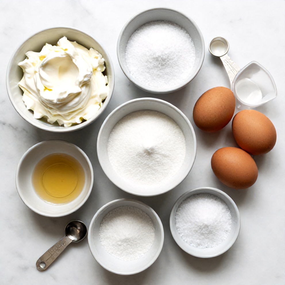 Raw ingredients for burnt basque cheesecake