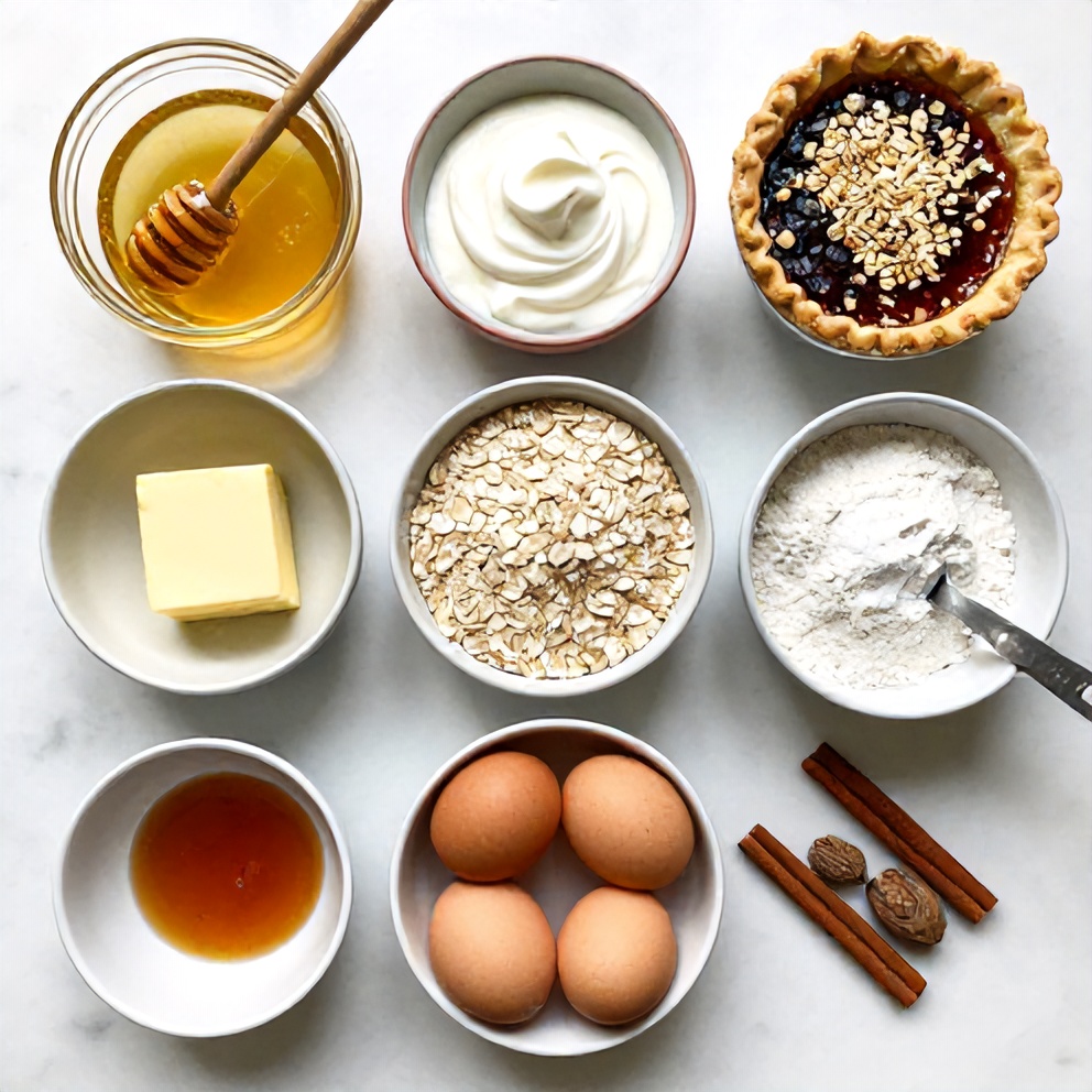 Ingredients for Burnt Honey Pie with Flaky Oat Crust