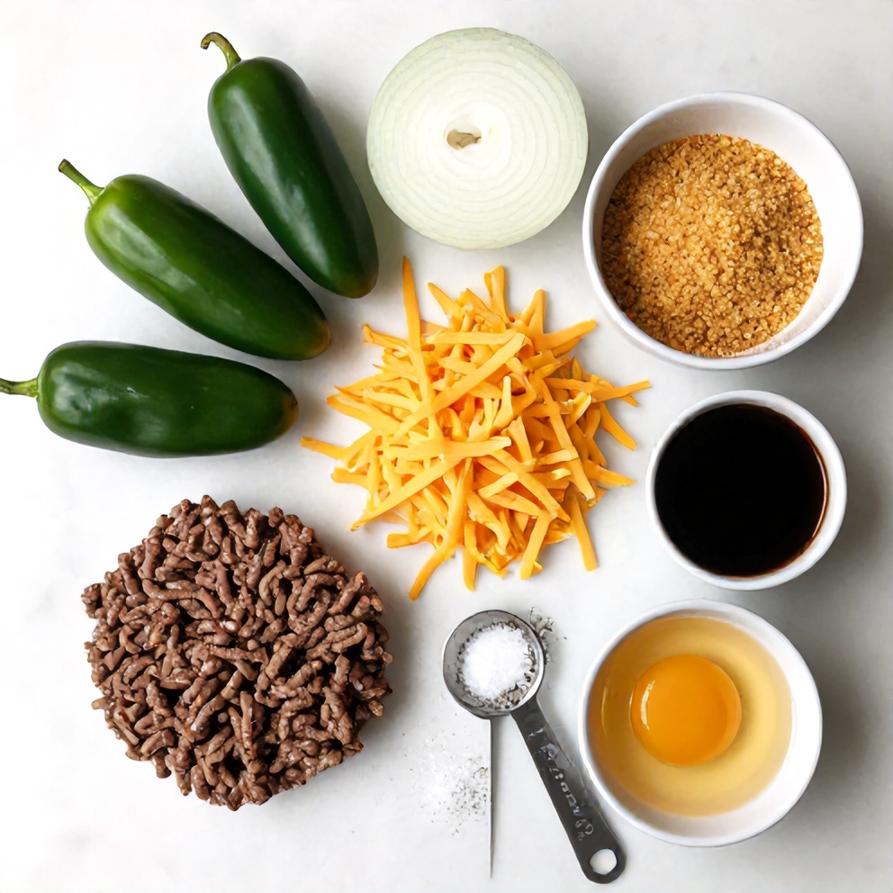 Raw ingredients for Cheddar Jalapeño Burgers