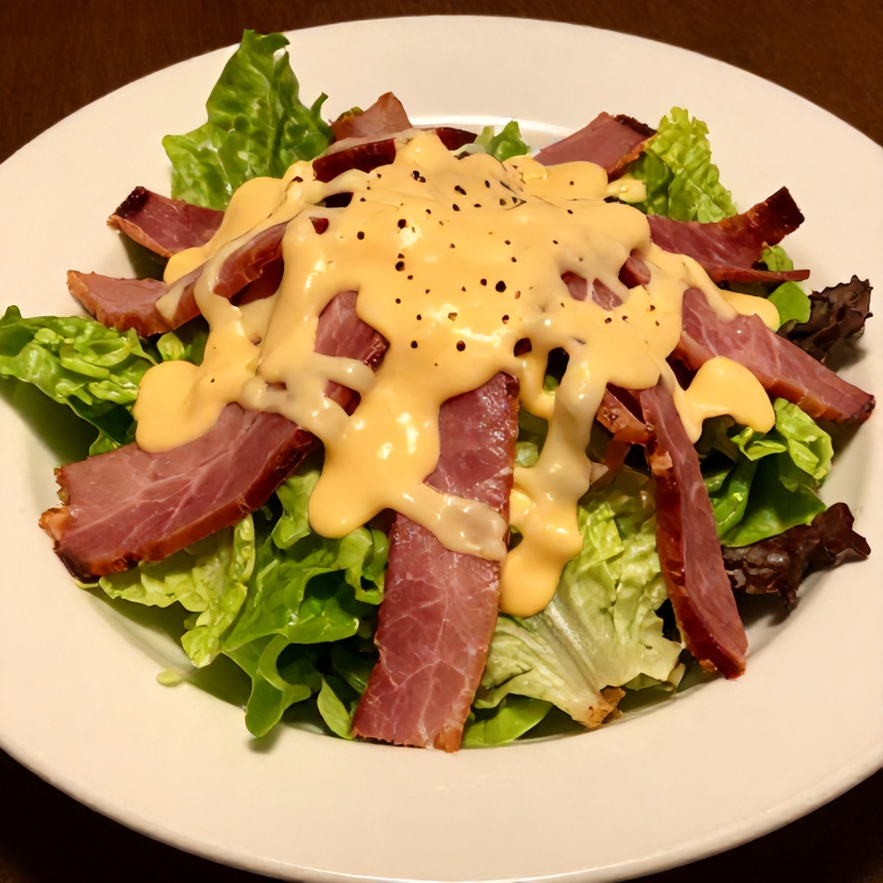 Plated Columbia 1905 Salad with Ham and Swiss Cheese