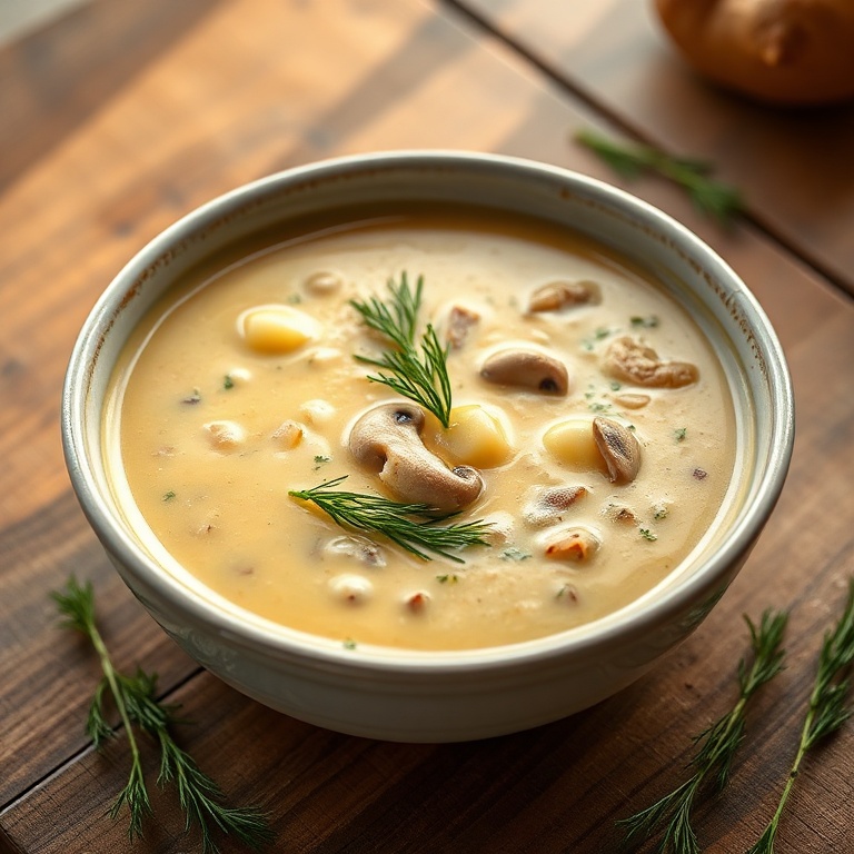 cozy russian potato and mushroom soup