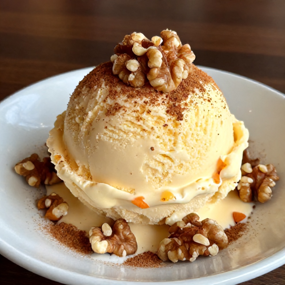 Plated Serving of Carrot Cake Ice Cream