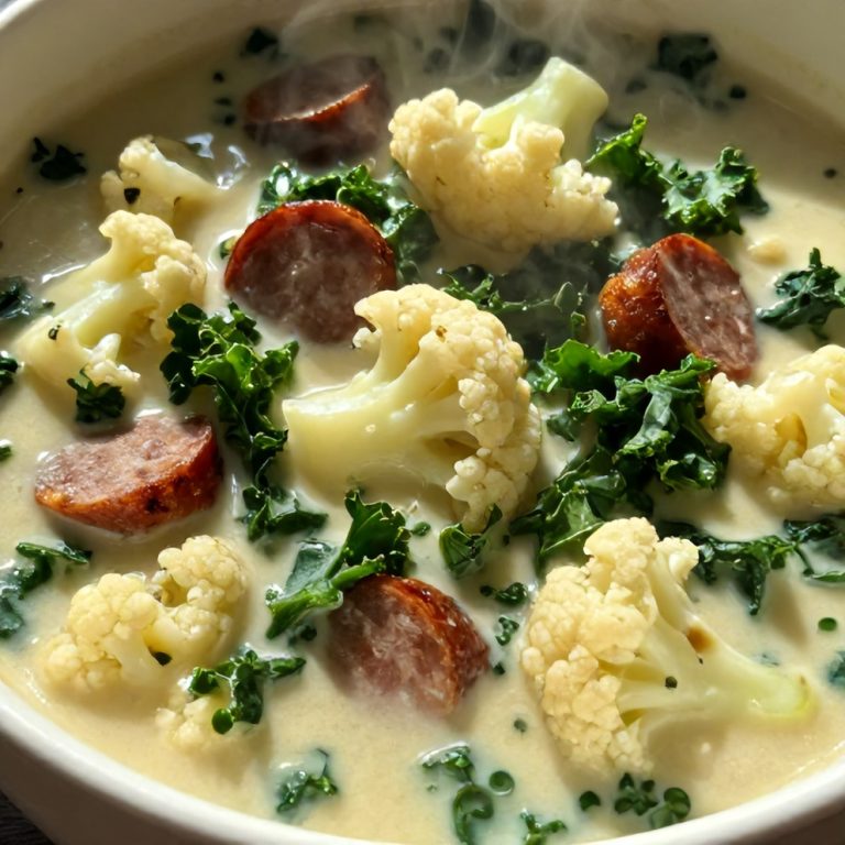 creamy cauliflower sausage kale soup