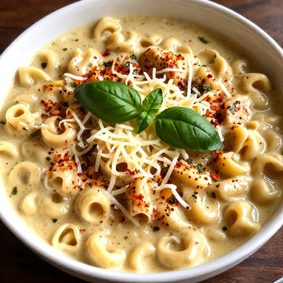 Creamy Crock Pot Chicken Parmesan Soup with Tortellini