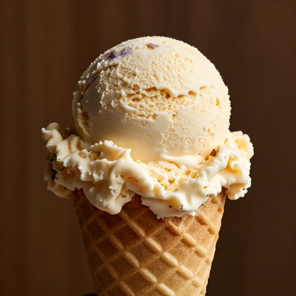 Scoop of Honey Lavender Ice Cream on a cone