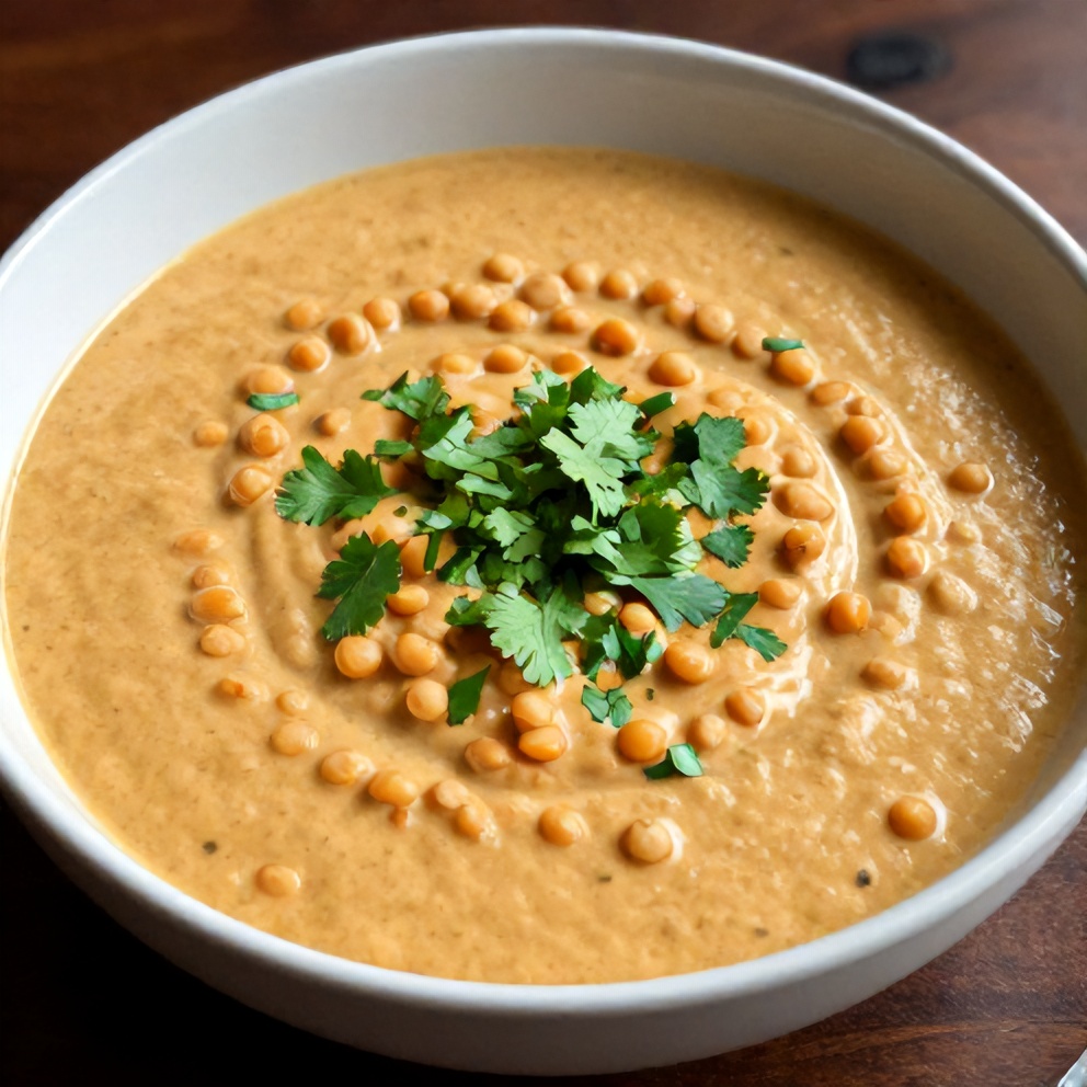 Bowl of Creamy Moroccan Harissa Lentil Soup