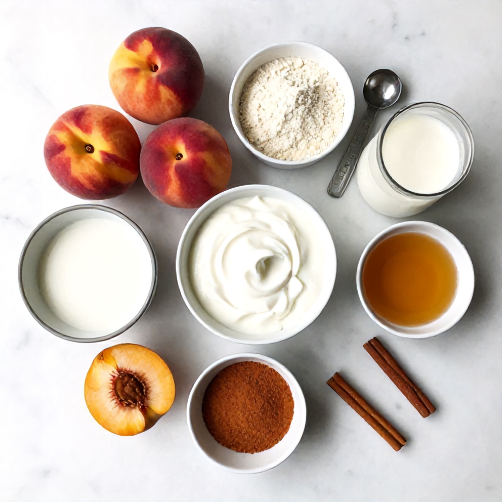 Raw ingredients for Peach Protein Shake