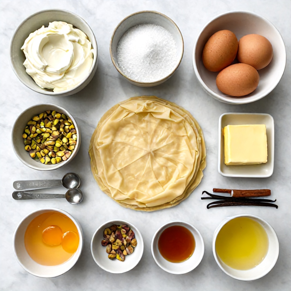 Creamy Pistachio Baklava Cheesecake Ingredients