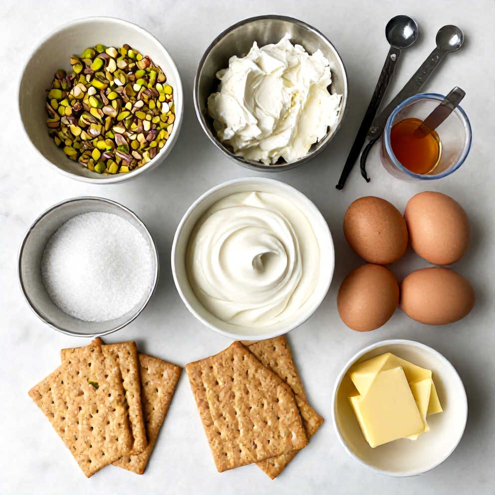 Raw Ingredients for Pistachio Cheesecake