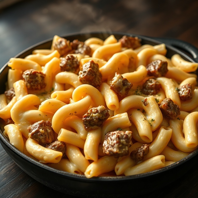 creamy steak mac and cheese