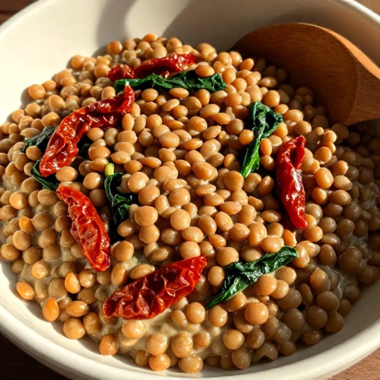 creamy sundried tomato lentils