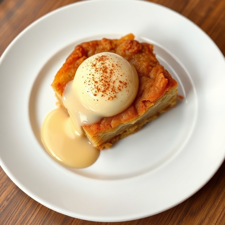 Crispy Apple Cake with Custard Sauce