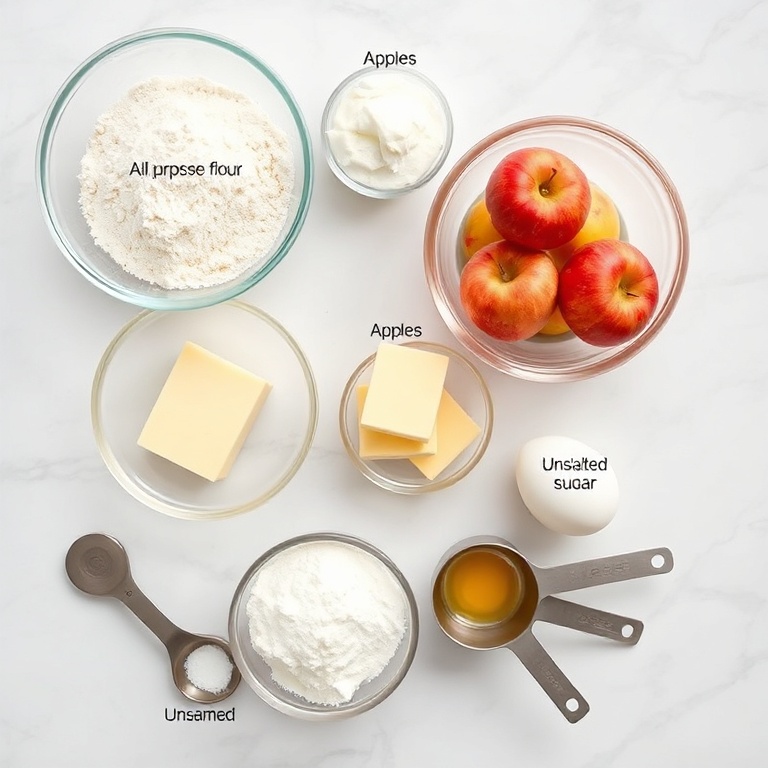 Ingredients for Crispy Apple Cake with Custard Sauce