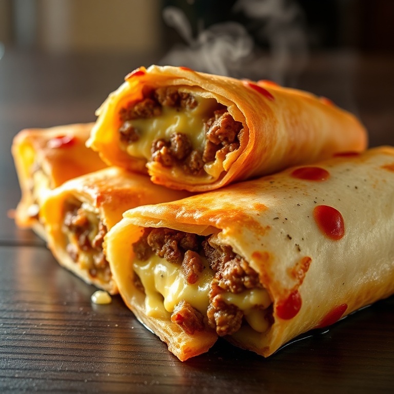 Crispy Beef Cheese Chimichangas