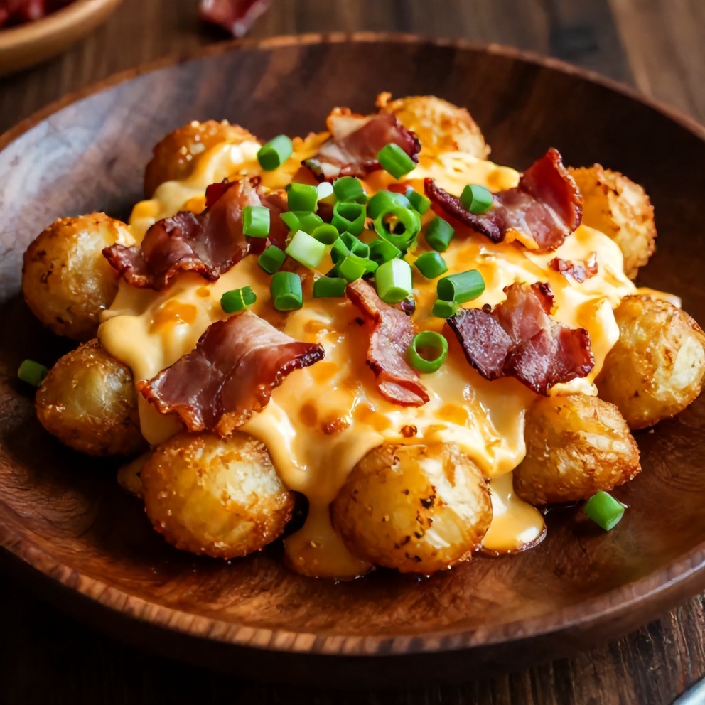 Plated Cheesy Potato Skins with Bacon