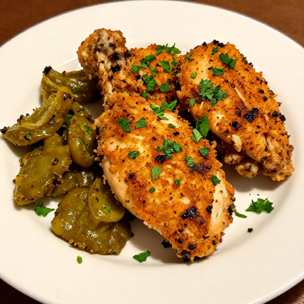Crispy Dill Pickle Parmesan Chicken Final Dish