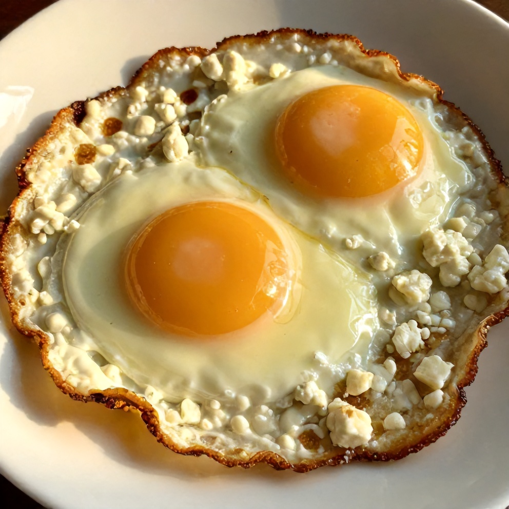 crispy feta fried eggs