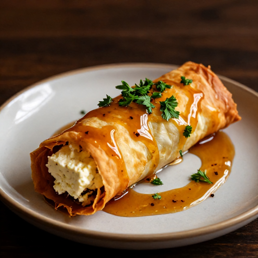 Crispy Feta Phyllo Rolls with Sweet Chili Honey Sauce
