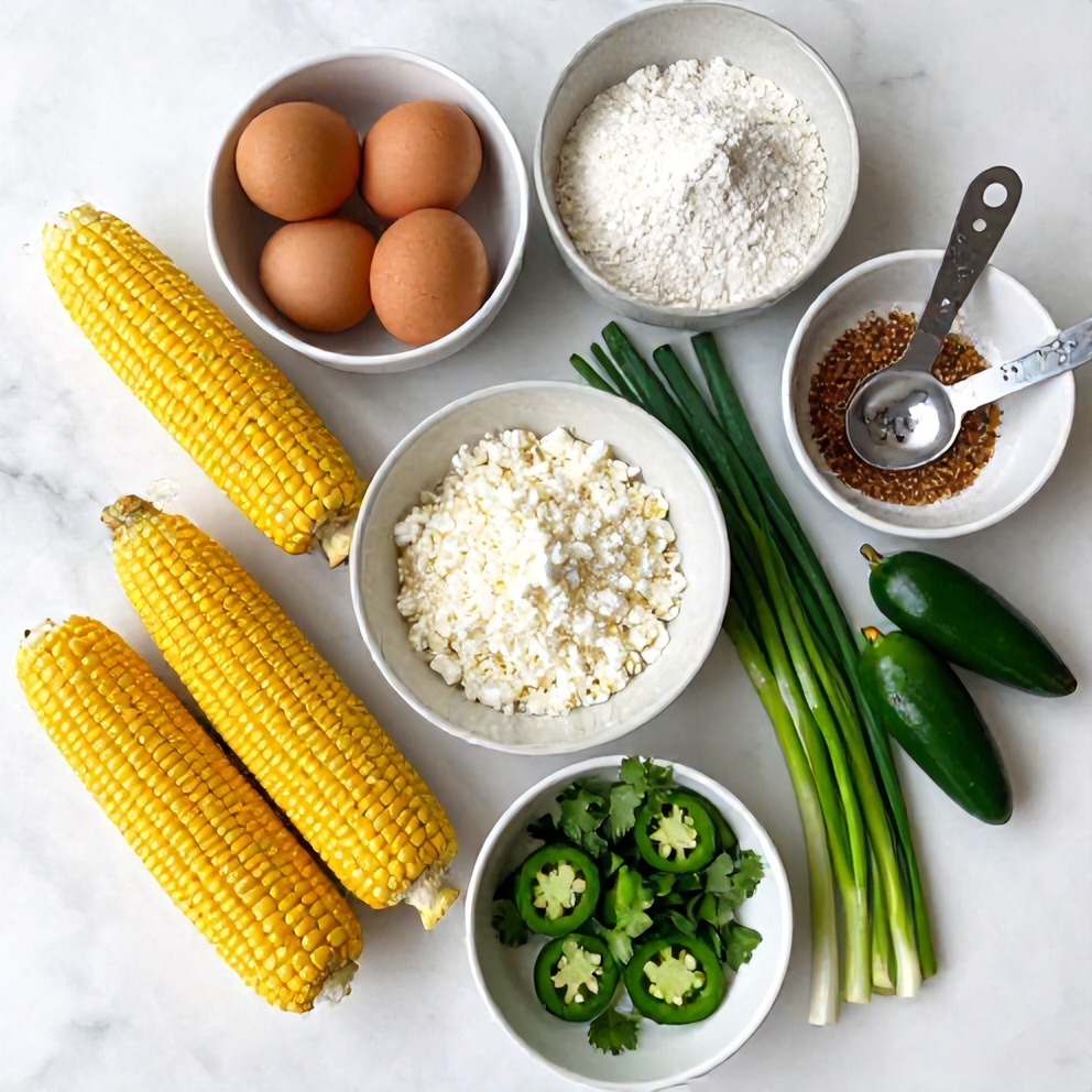 Raw ingredients for Mexican street corn fritters