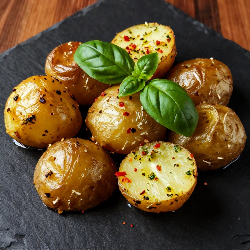 Parmesan Pesto Roasted Potatoes Served