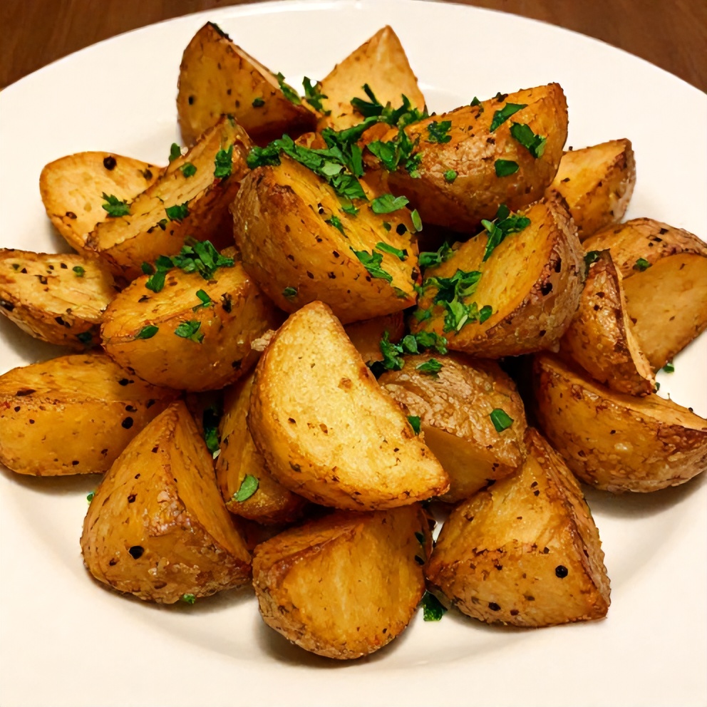 Crispy Ranch Potatoes plated with fresh parsley