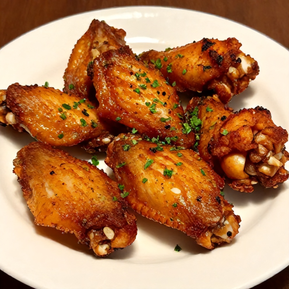 Plated Crispy Spicy Oven Baked Chicken Wings