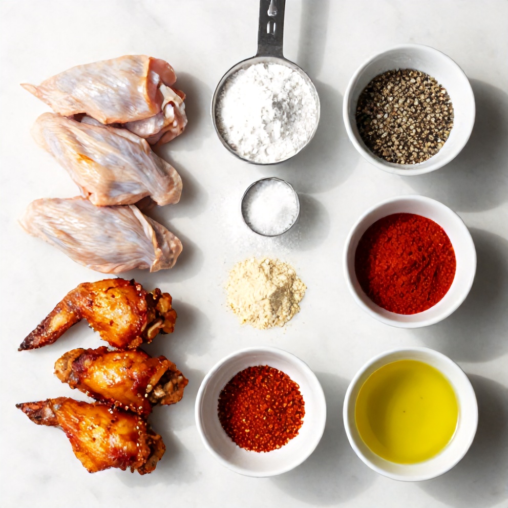 Raw Ingredients for Crispy Spicy Oven Baked Chicken Wings