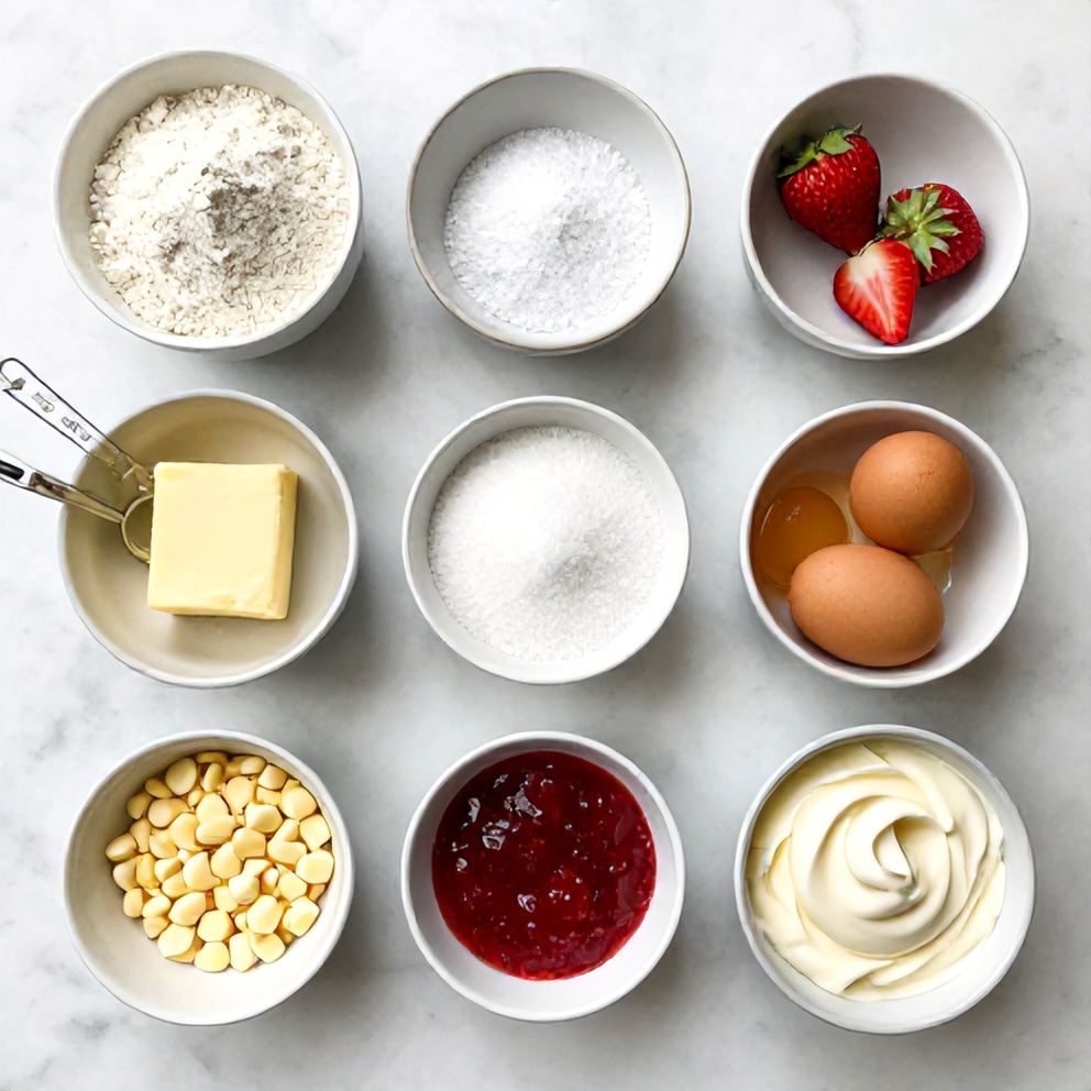 Raw Ingredients for Strawberry Cheesecake Cookies