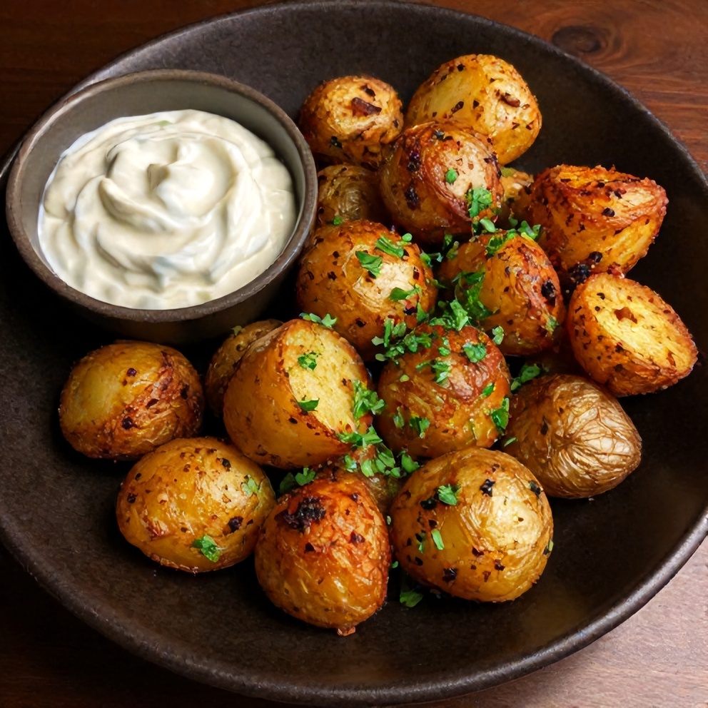 Crispy Za’atar Smashed Potatoes with Creamy Tahini Yogurt