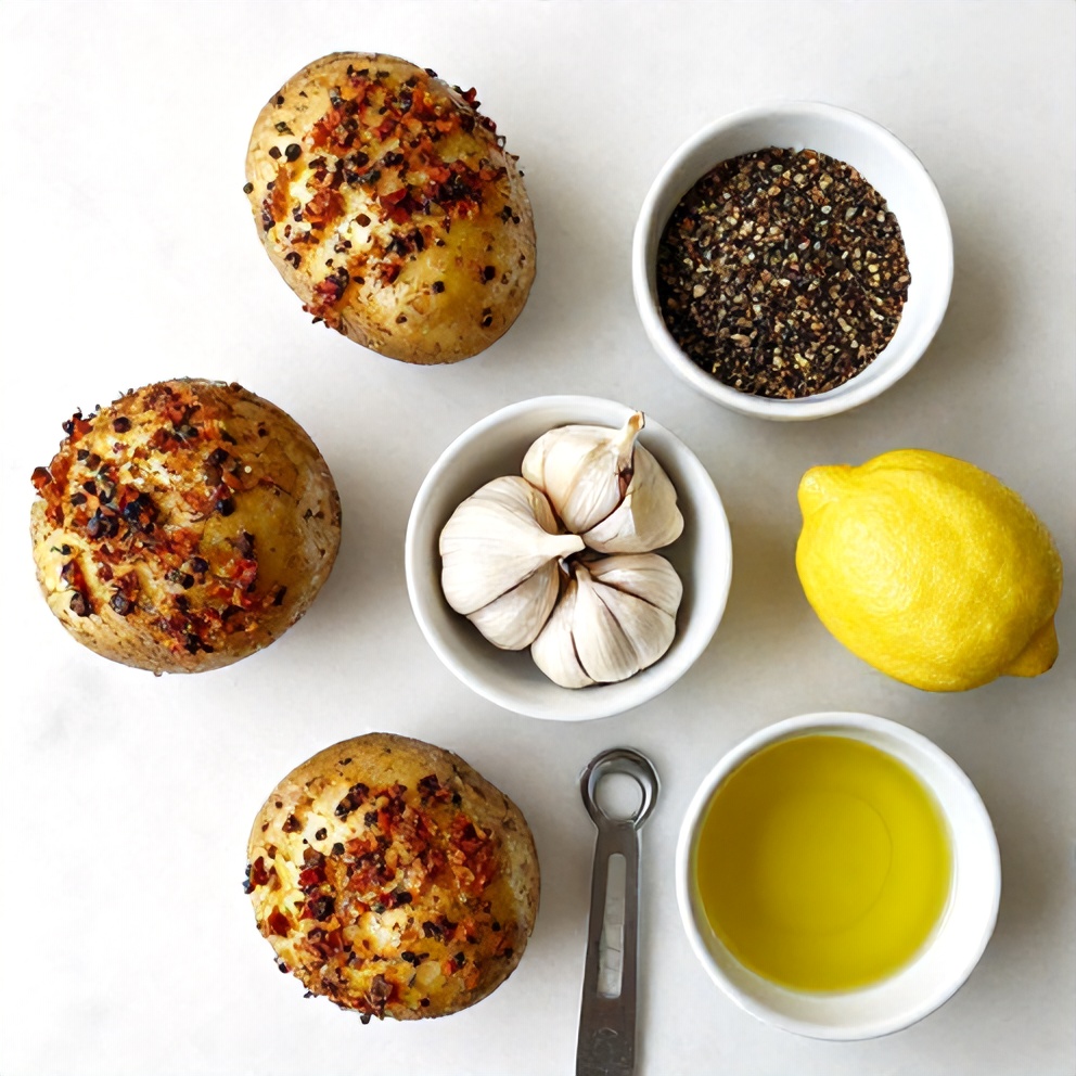 Za’atar Spice, Potatoes, Garlic, Lemon, Olive Oil, Yogurt, Tahini, Salt, Pepper