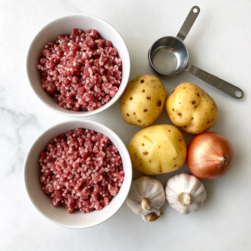 Raw ingredients for Easy Aloo Keema recipe
