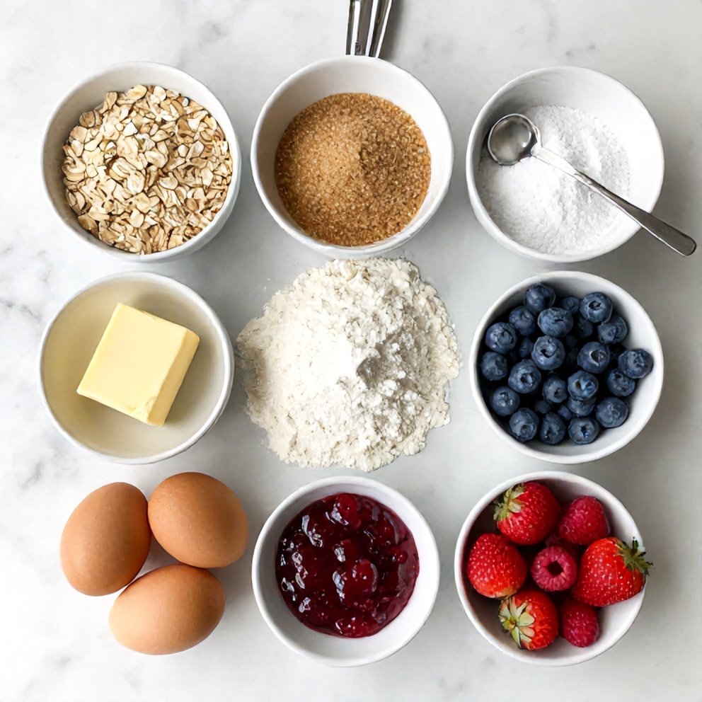 Ingredients for Easy Berry Oat Bars