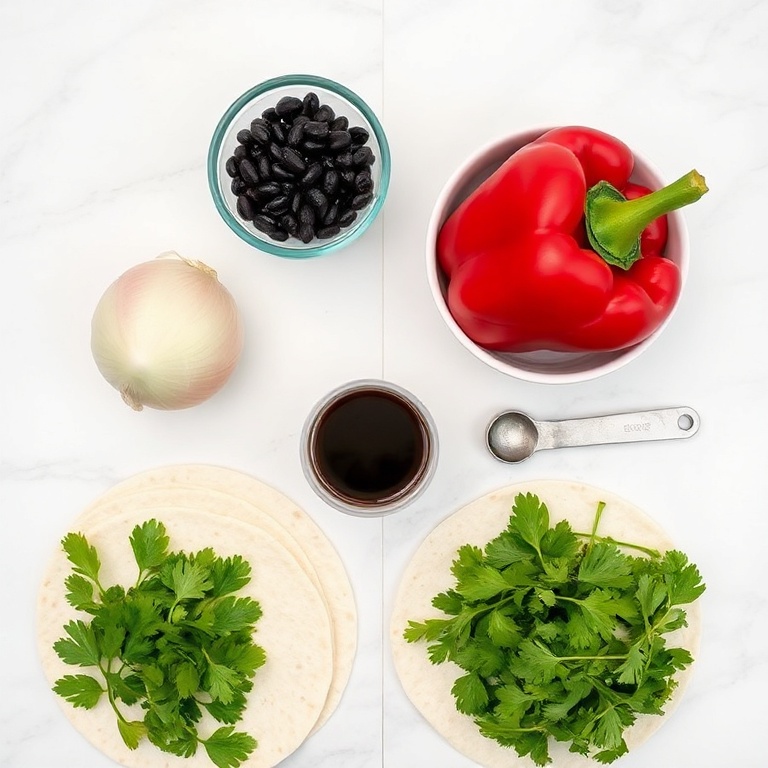 Ingredients for Easy Black Bean Tacos with Creamy Cilantro Sauce