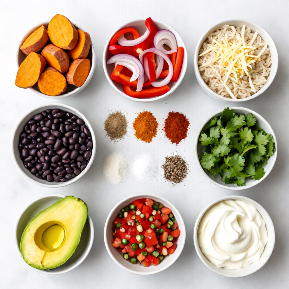 Ingredients for Cajun Sweet Potato Rice Bowl