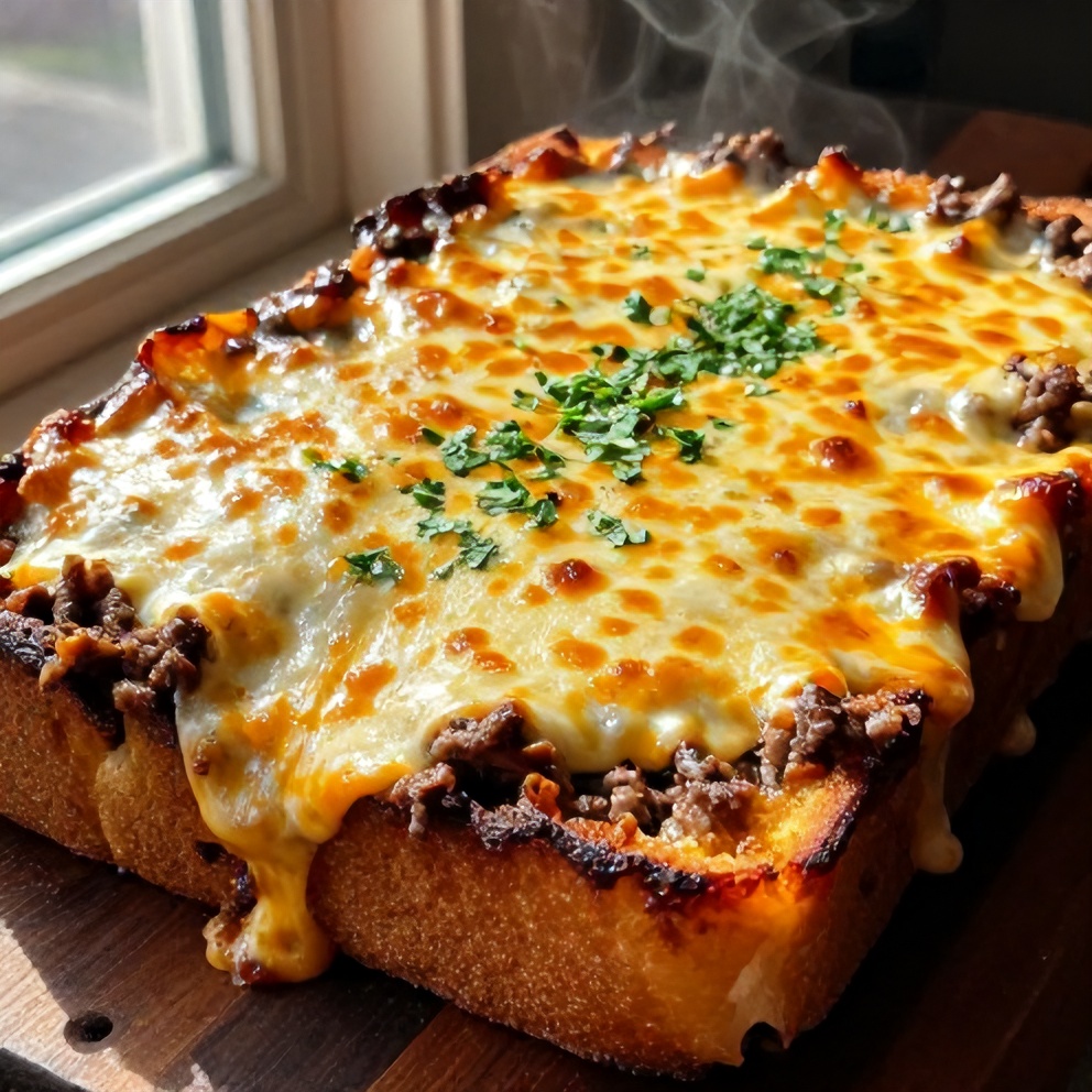 easy cheesy sloppy joe garlic bread