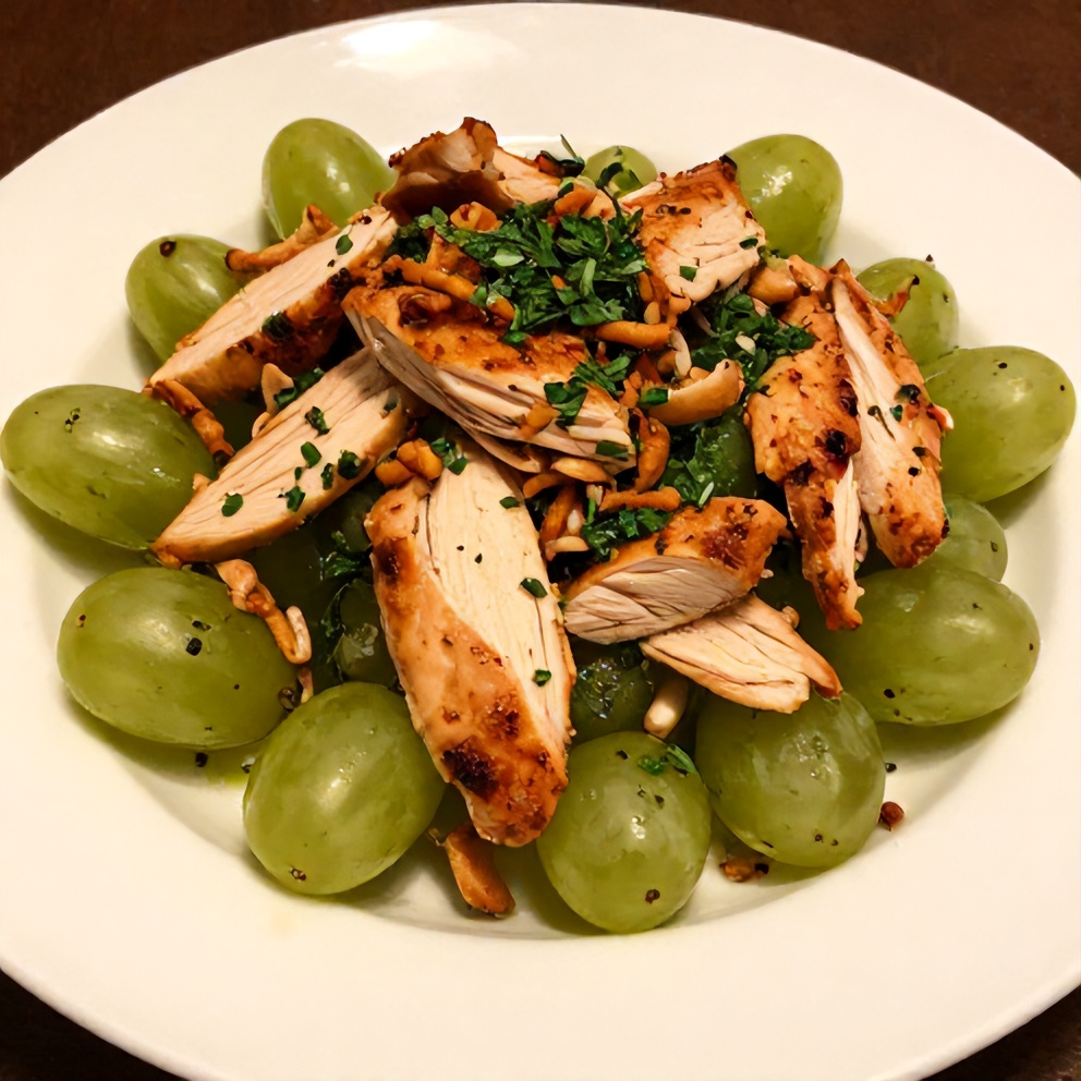 Easy Chicken Grape Salad plated with a fork