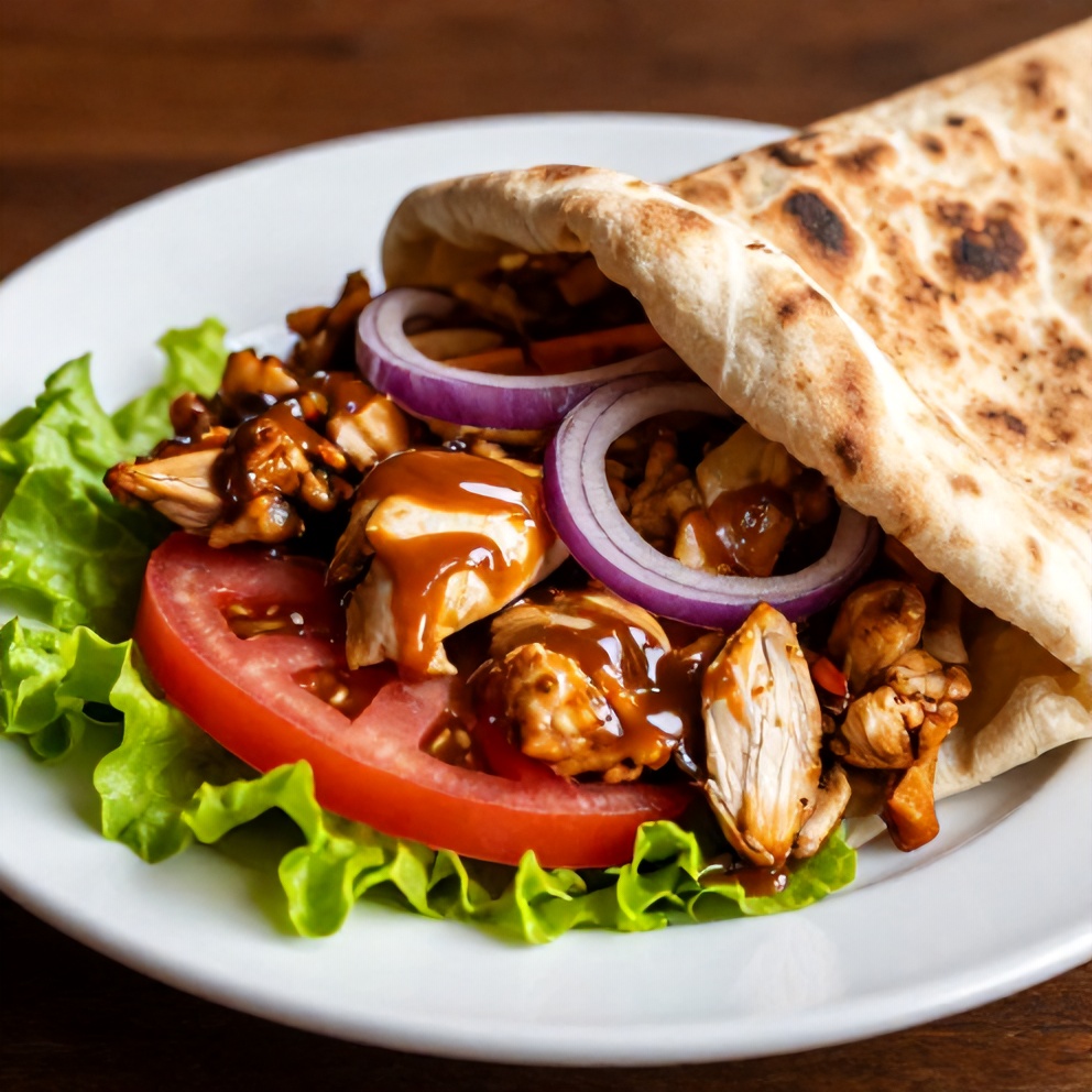 Plated Chicken Shawarma with garnish