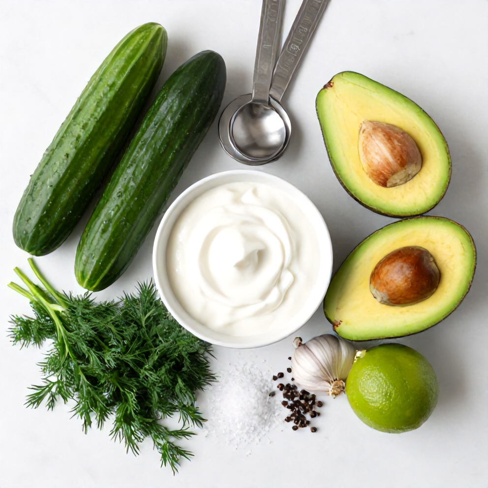 Raw Ingredients for Cucumber Avocado Soup