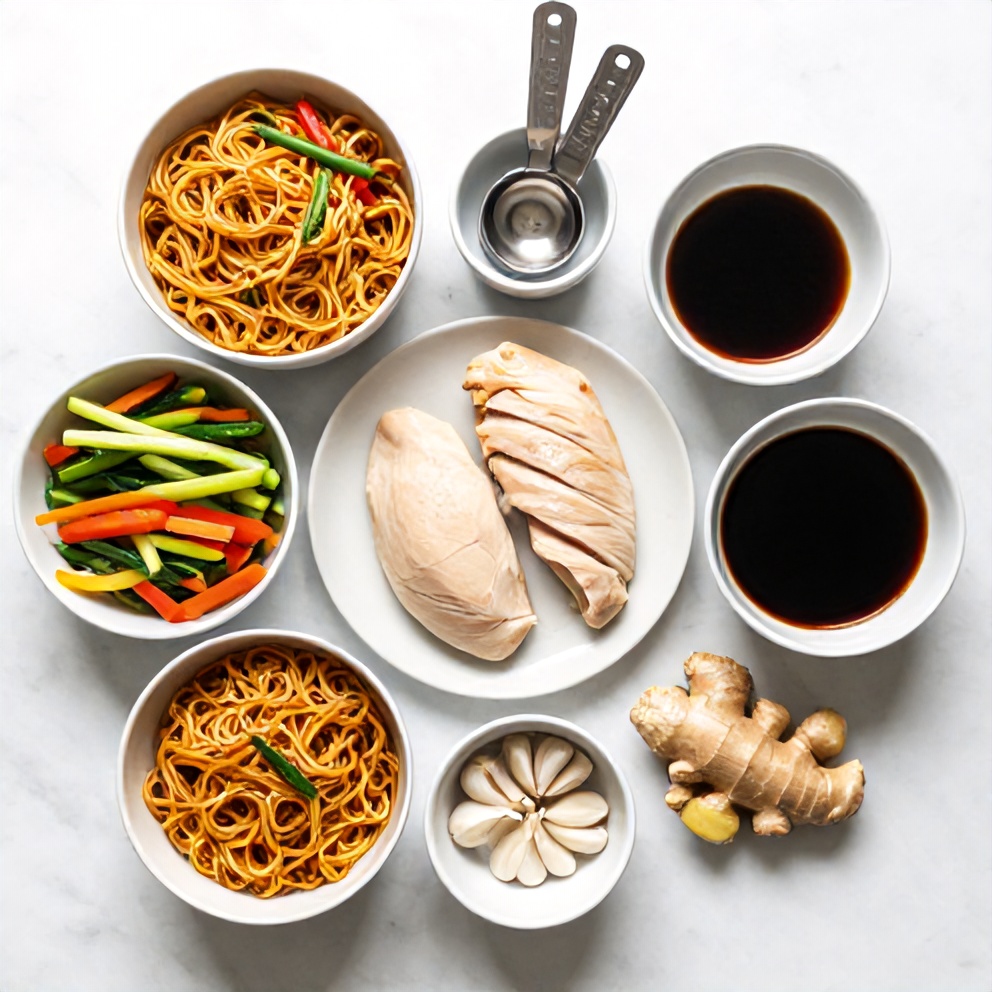 Raw ingredients for Easy Chinese Chow Mein
