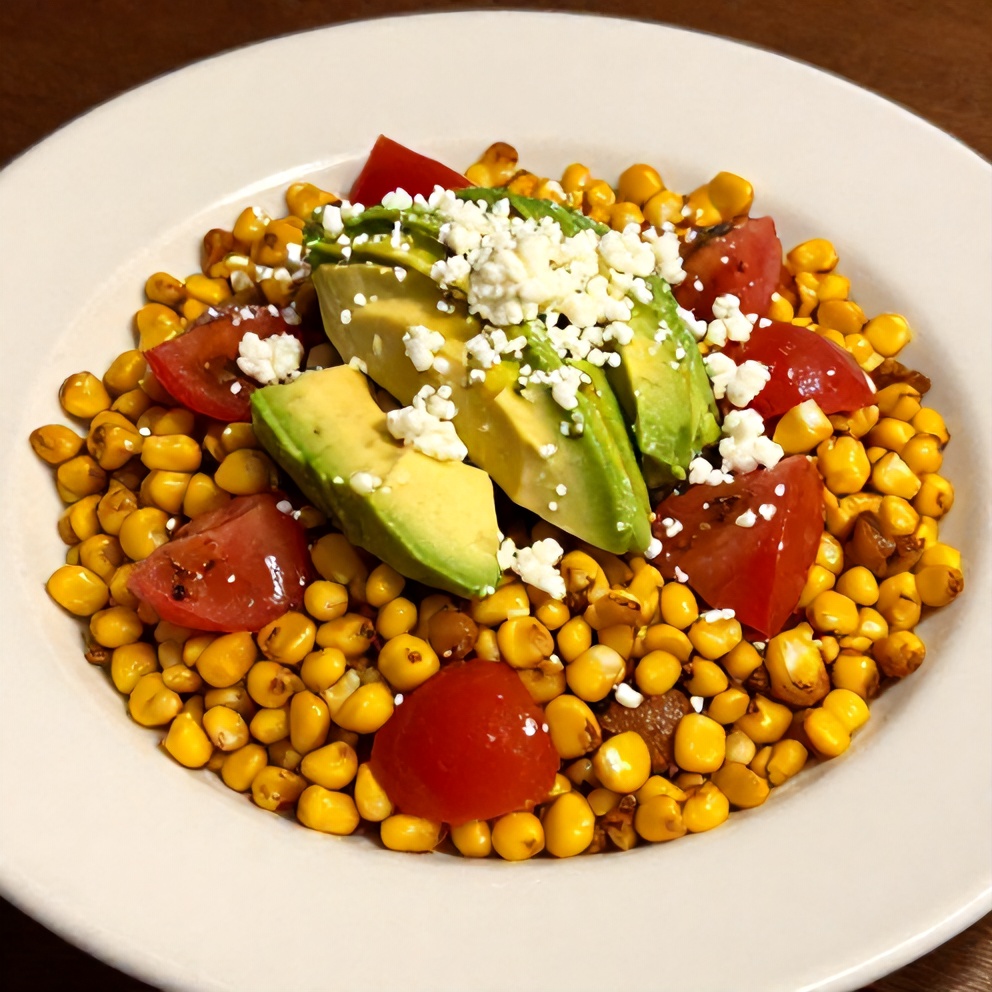 Plated serving of easy chipotle corn salsa