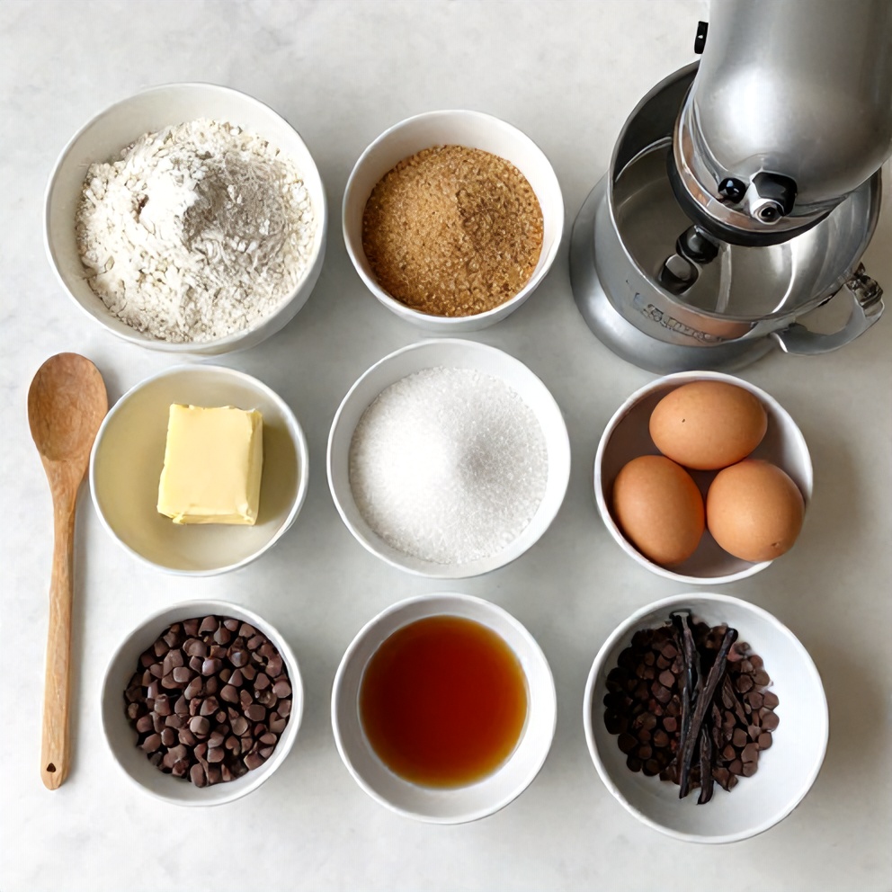 Raw ingredients for Chocolate Chip Cookie Pie
