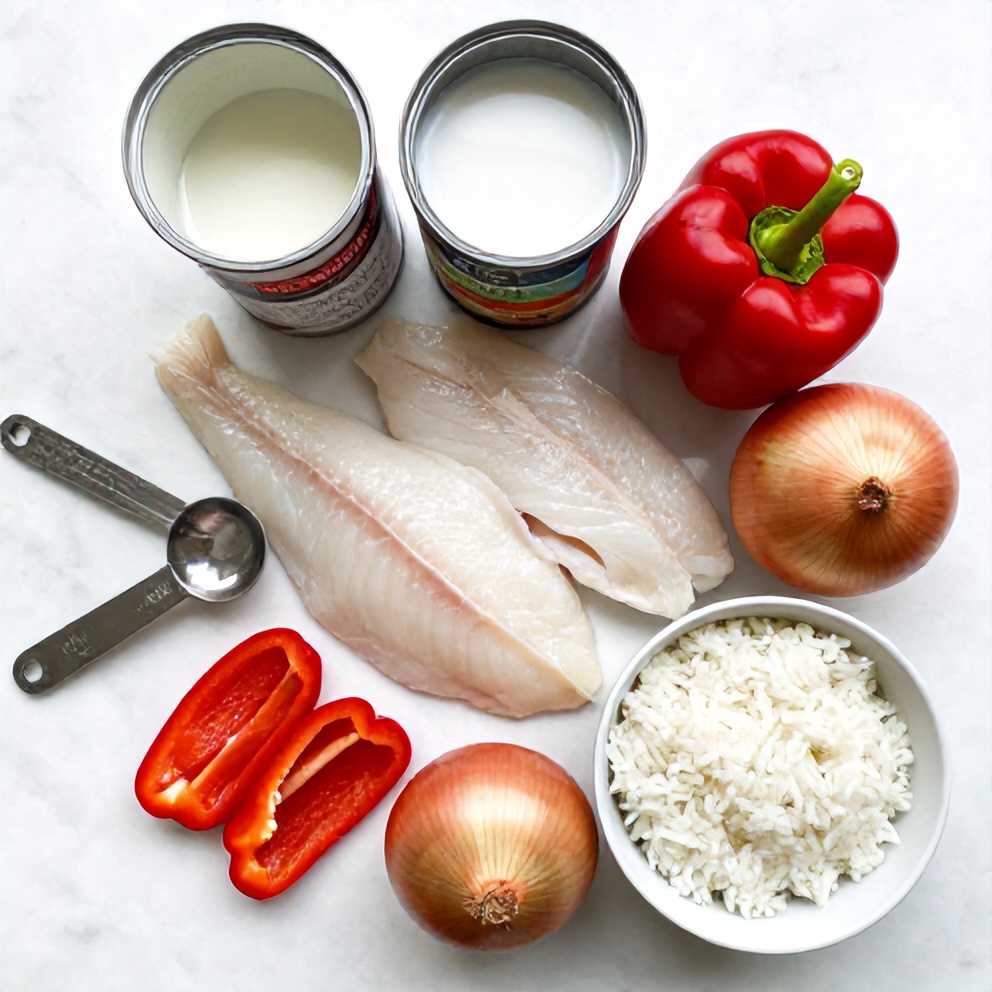 Raw ingredients for Easy Coconut Lime Fish Curry