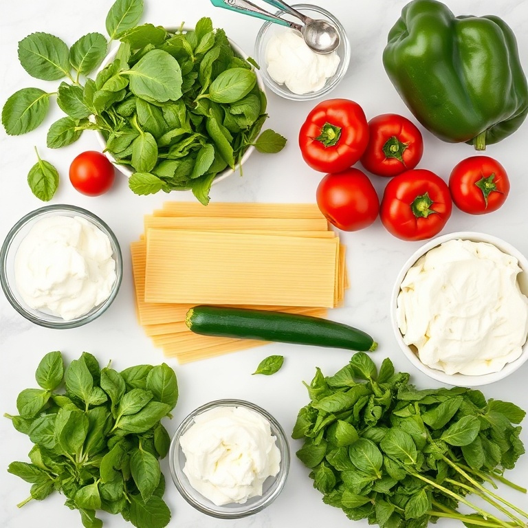 Ingredients for Easy Cottage Cheese Vegetable Lasagna