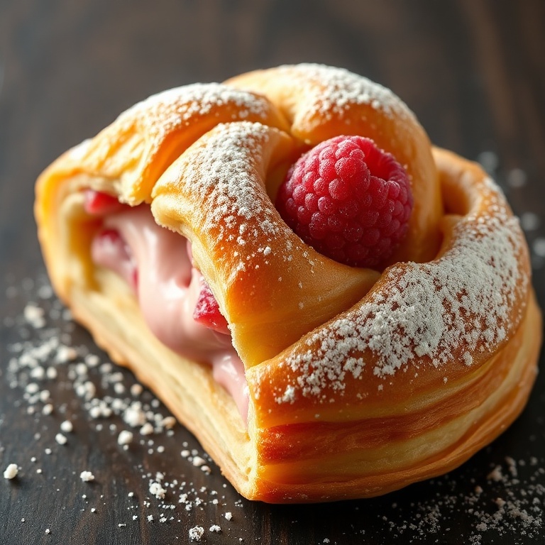 Easy Cream Cheese Raspberry Puff Pastry Cruffins