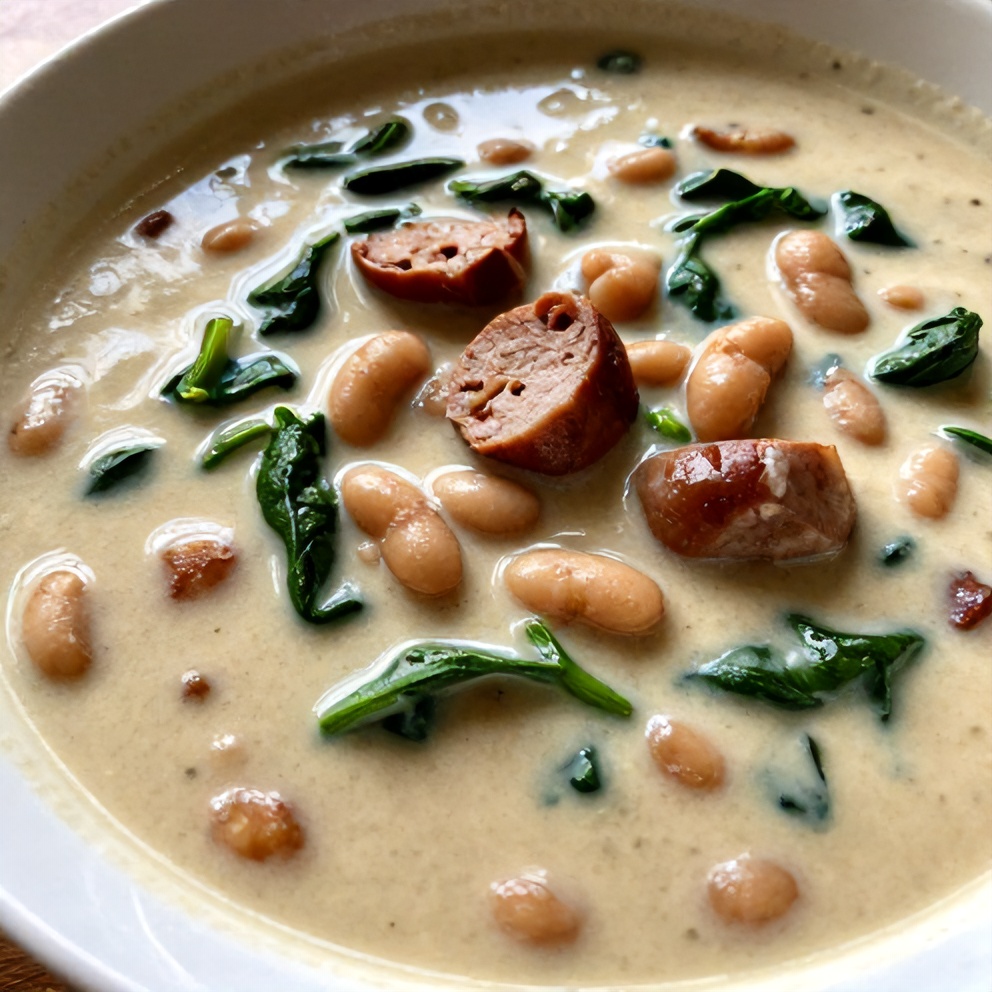 Easy Creamy Tuscan White Bean Soup