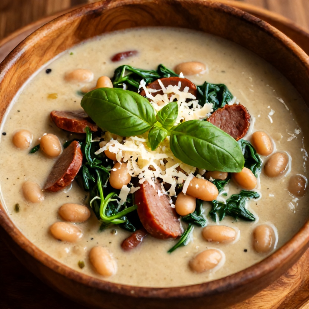 Bowl of Creamy Tuscan White Bean Soup