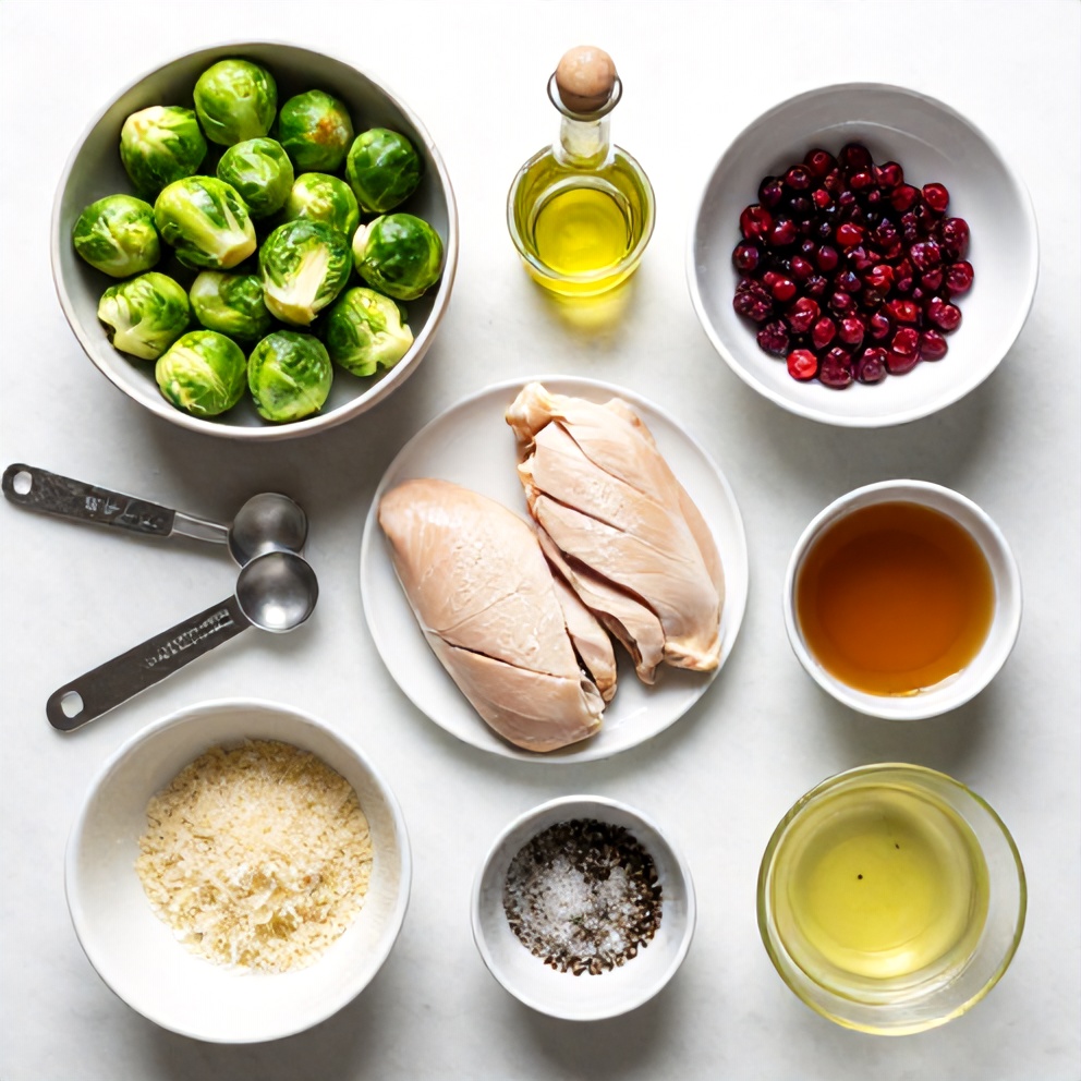 Raw ingredients for Chicken Brussels Sprout Salad